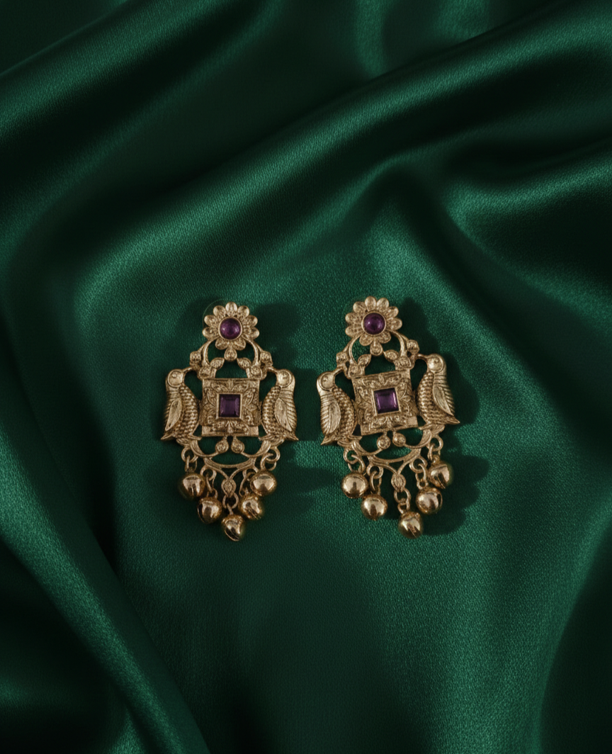 Traditional Gold Kashmiri Ghungroo Drop Earrings For Woman & Girls